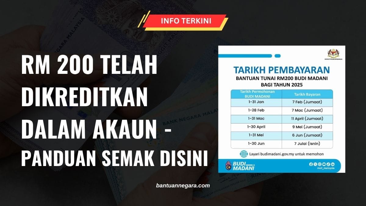 RM 200 TELAH DIKREDITKAN DALAM AKAUN - BUDI MADANI
