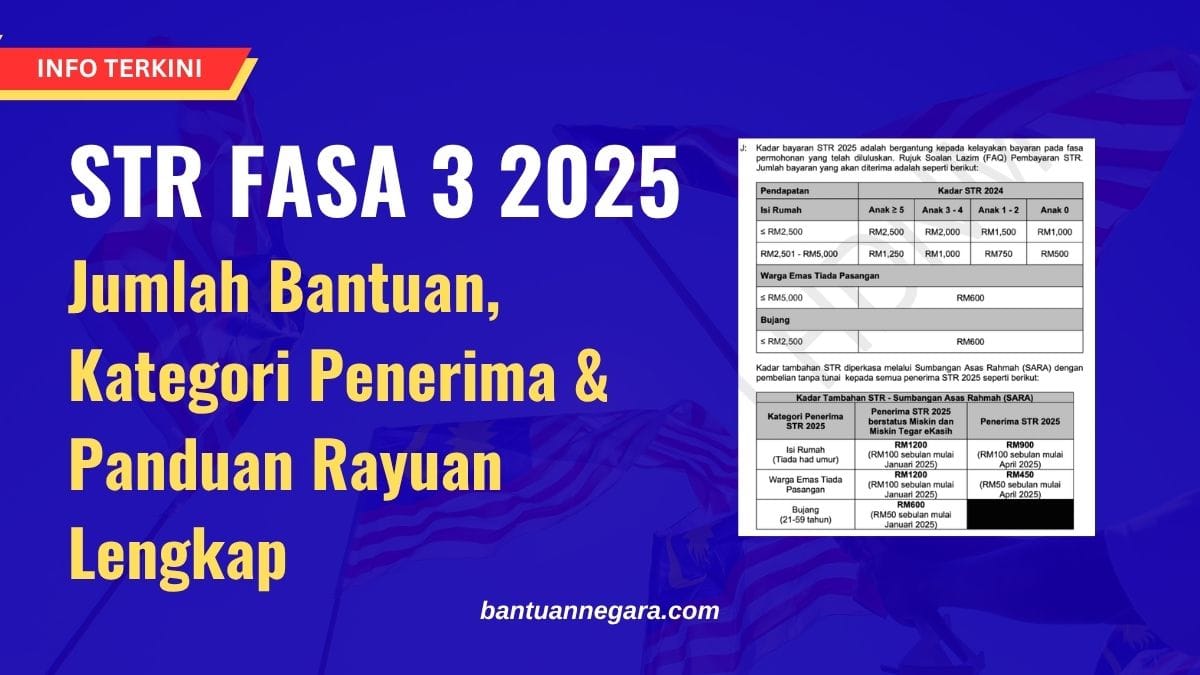 STR FASA 3 2025 Jumlah Bantuan, Kategori Penerima & Panduan Rayuan Lengkap